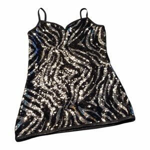 Sequin Black and Silver Women's Top